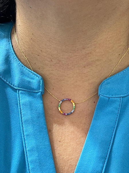 Rainbow Circle Necklace