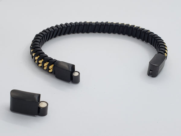 Black Leather Twisted Bracelet